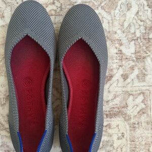 Rothy's Gray Flats with Red Interior
